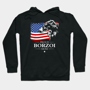 Borzoi Mom American Flag patriotic dog Hoodie